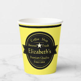 Persoonlijk logo voor koffiezaak op papieren beker