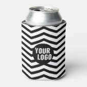 Persoonlijk logo zwart-wit chevron merk blikjeskoeler (Blikje Voorkant)