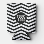 Persoonlijk logo zwart-wit chevron merk blikjeskoeler (Voorkant)