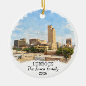 Persoonlijk Lubbock-ornament, op maat Texas Keramisch Ornament (Voorkant)