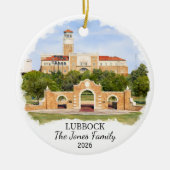 Persoonlijk Lubbock-ornament, op maat Texas Keramisch Ornament (Voorkant)