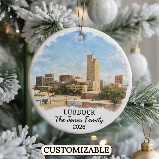 Persoonlijk Lubbock-ornament, op maat Texas Keramisch Ornament