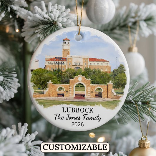Persoonlijk Lubbock-ornament, op maat Texas Keramisch Ornament