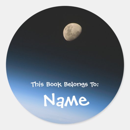 Persoonlijk Maan Boeklabel Ronde Sticker (Voorkant)
