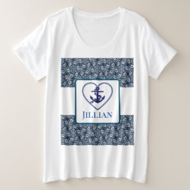 Persoonlijk maat hemd met navyblauw bloemenmotief  grote maat t-shirt