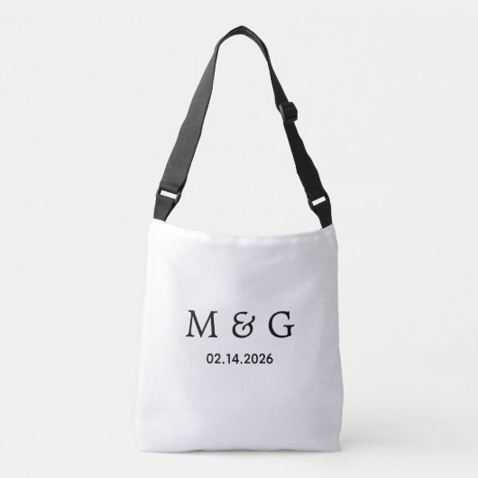 Persoonlijk Maatwerk Monogram en Datum Crossbody Tas (Voorkant)