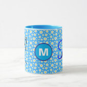 Persoonlijk Madeliefjes Monogram Beginletter Blauw Mok (Midden)