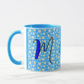 Persoonlijk Madeliefjes Monogram Beginletter Blauw Mok (Links)
