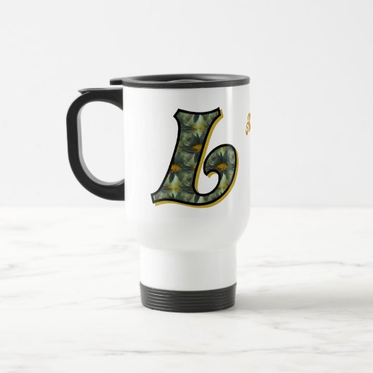 Persoonlijk madeliefjesmonogram initiaal L Reisbeker (Links)