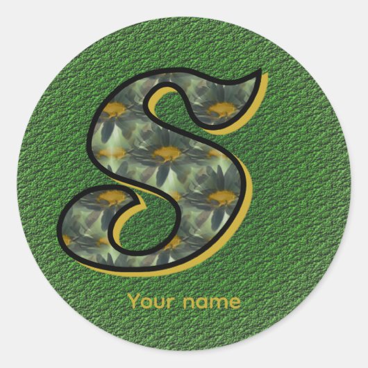 Persoonlijk madeliefjesmonogram initiaal S Ronde Sticker (Voorkant)