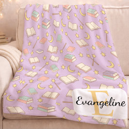 Persoonlijk Magisch Boek Esthetisch Patroon Paars Fleece Deken