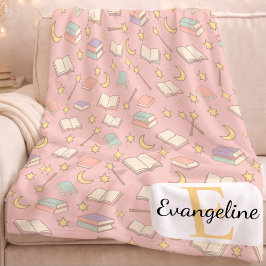 Persoonlijk Magisch Boek Esthetisch Patroon Roze Fleece Deken