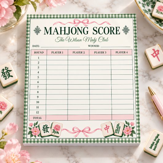Persoonlijk Mahjong-scoreblad Notitieblok