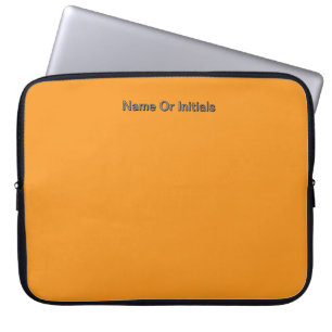 Persoonlijk maken met naam initiaal Oranje Laptop Sleeve