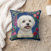 Persoonlijk Maltese Hond Blauw Bloemenkussen Kussen (Deken)