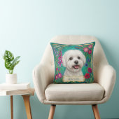 Persoonlijk Maltezer Hond Teal Bloemenkussen Kussen (Stoel)