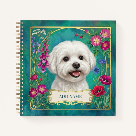 Persoonlijk Maltezer hond Teal Notitieboek (Voorkant)