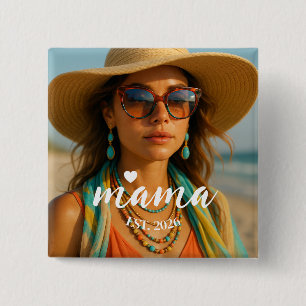 Persoonlijk Mama Est Jaar Aangepast Cadeau Voor Ma Vierkante Button 5,1 Cm