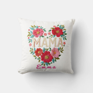 Persoonlijk Mama Hart Bloemen Aangepast Cadeau Kussen