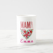 Persoonlijk Mama Hart Bloemen Aangepast Cadeau