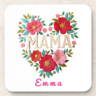Persoonlijk Mama Hart Bloemen Aangepast Geschenk Bier Onderzetter