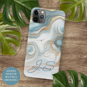 Persoonlijk Marmer Kunstpatroon in Goud en Blauw T Case-Mate iPhone Case
