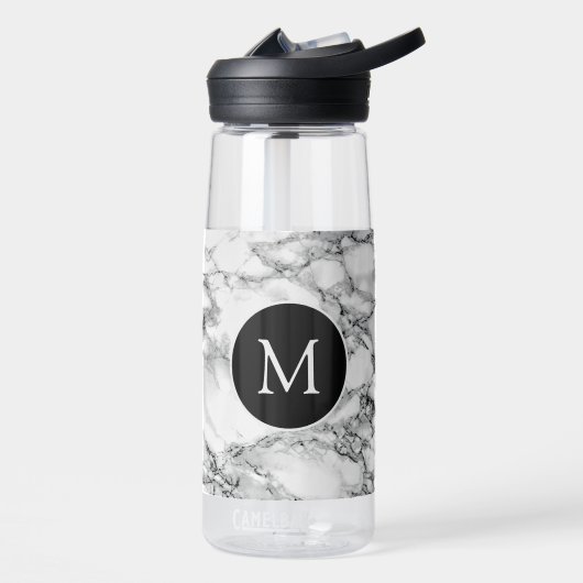 Persoonlijk Marmer met Letter Monogram Wit Waterfles (Links)