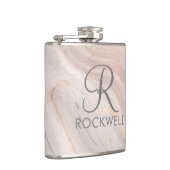 Persoonlijk Marmer Schrift Monogram en Naam Cadeau Heupfles (Rechts)