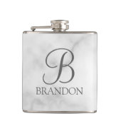 Persoonlijk Marmer Script Monogram en Naam Heupfles (Voorkant)
