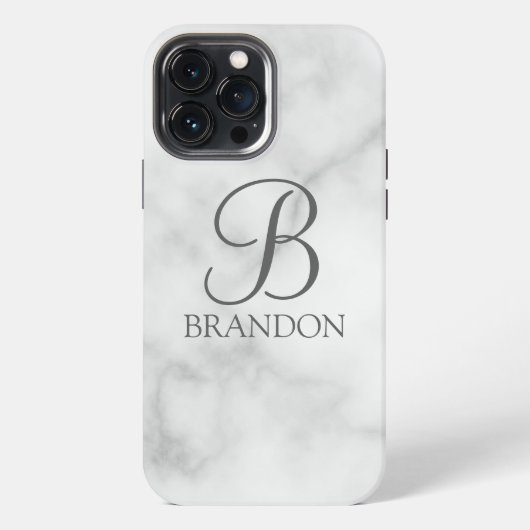 Persoonlijk Marmer Script Monogram en Naam iPhone Hoesje (Achterkant)
