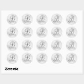 Persoonlijk Marmer Script Monogram en Naam Ronde Sticker (Vel)