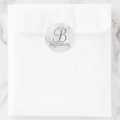 Persoonlijk Marmer Script Monogram en Naam Ronde Sticker (Tas)