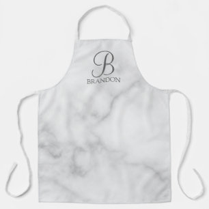 Persoonlijk Marmer Script Monogram en Naam Schort