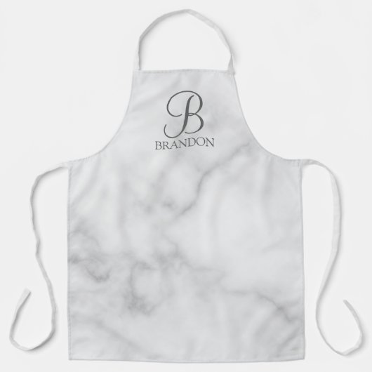 Persoonlijk Marmer Script Monogram en Naam Schort (Voorkant)