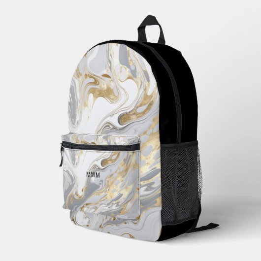 Persoonlijk marmeren monogram modern bedrukte rugzak (Achterkant Hoek Rechts)