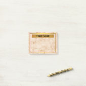 Persoonlijk marmeren notitieblok met gouden rand post-it® notes (Op bureau)