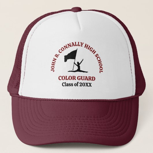 Persoonlijk Maroon High School Color Guard Trucker Pet (Voorkant)