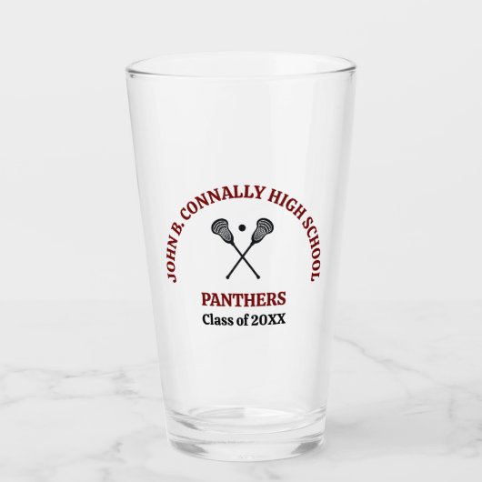 Persoonlijk Maroon High School Lacrosse Team Glas (Voorkant)