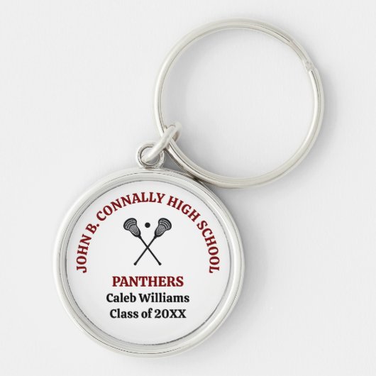 Persoonlijk Maroon Lacrosse Team Middelbare School Sleutelhanger (Voorkant)