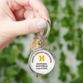 Persoonlijk Maroon Softbalspeler Hoge School Sleutelhanger (Hand)