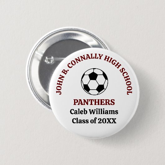 Persoonlijk Maroon Voetbalteam Middelbare School Ronde Button 5,7 Cm (Voorkant /achterkant)