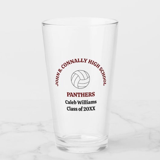 Persoonlijk Maroon Volleybalspeler Team Glas (Voorkant)