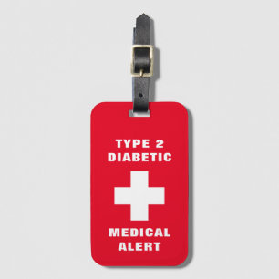 Persoonlijk medisch alarm Diabetisch Type 2 Bagage Bagagelabel