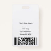 Persoonlijk medisch medewerker Foto ID-kaart Badge (Achterkant)