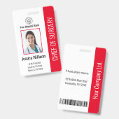 Persoonlijk medisch medewerker Foto ID Red Badge (Front & Back)