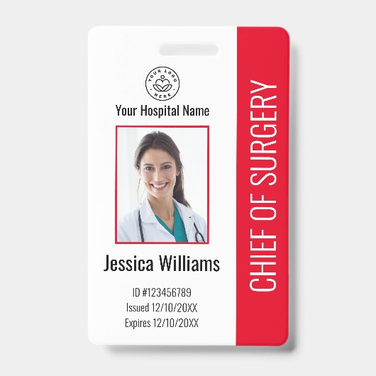 Persoonlijk medisch medewerker Foto ID Red Badge (Front)