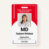 Persoonlijk medisch medewerker Foto ID Rode Badge (Voorkant)