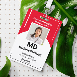 Persoonlijk medisch medewerker Foto ID Rode Badge