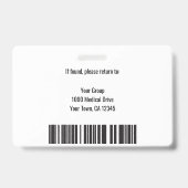 Persoonlijk medisch medewerker Logo Foto ID-kaart Badge (Back)