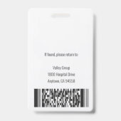 Persoonlijk medisch personeel foto ID-badge Badge (Achterkant)